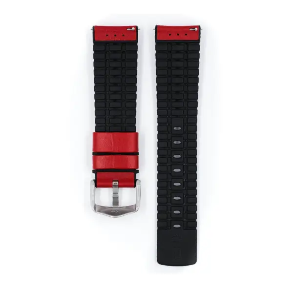 HIRSCH Tiger - Performance-Uhrenarmband aus perforiertem Kalbsleder - Rot – Bild 3