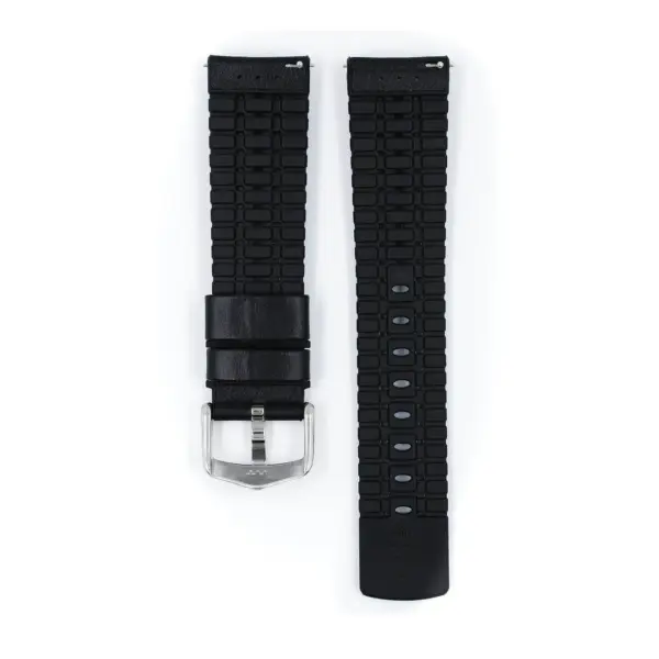 HIRSCH Tiger - Performance-Uhrenarmband aus perforiertem Kalbsleder - Schwarz – Bild 3