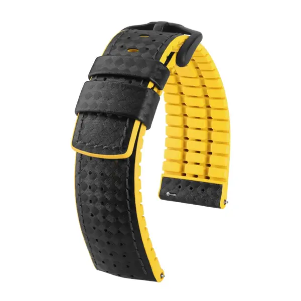 HIRSCH Ayrton - Performance-Uhrenarmband - Schwarz/Gelb