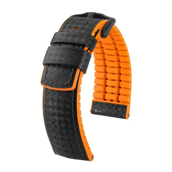 HIRSCH Ayrton - Performance-Uhrenarmband - Schwarz/Orange