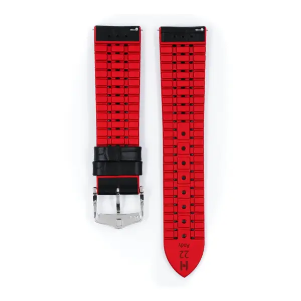 HIRSCH Andy - Performance-Uhrenarmband mit Alligatorprägung - Schwarz/Rot – Bild 3