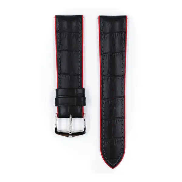 HIRSCH Andy - Performance-Uhrenarmband mit Alligatorprägung - Schwarz/Rot – Bild 2