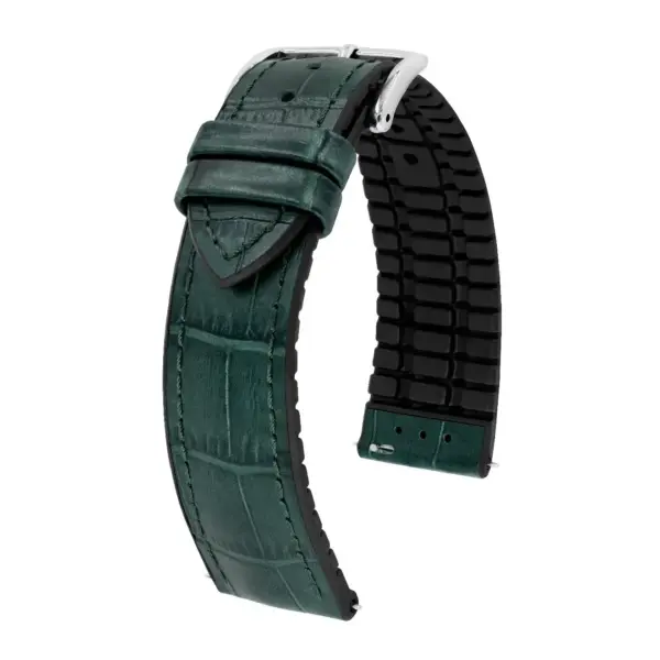 HIRSCH Paul - Performance-Uhrenarmband mit Alligatorprägung - Dunkelgrün