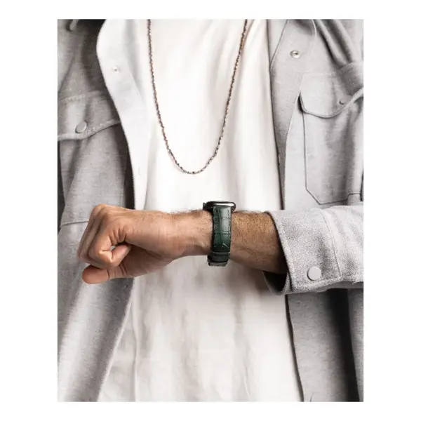 HIRSCH Paul - Performance-Uhrenarmband mit Alligatorprägung - Dunkelgrün – Bild 7