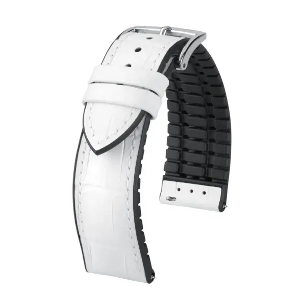 HIRSCH Paul - Performance-Uhrenarmband mit Alligatorprägung - Weiß