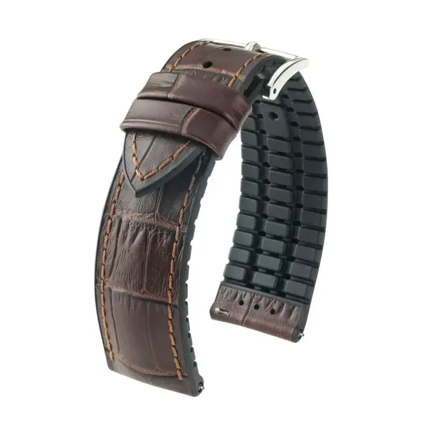 HIRSCH Paul - Performance-Uhrenarmband mit Alligatorprägung - Braun