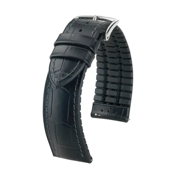HIRSCH Paul - Performance-Uhrenarmband mit Alligatorprägung - Schwarz