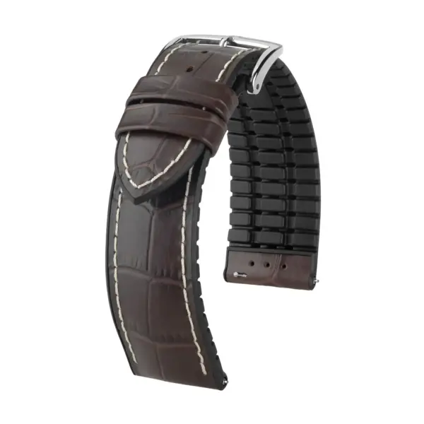 HIRSCH George - Performance-Uhrenarmband mit Alligatorprägung - Braun