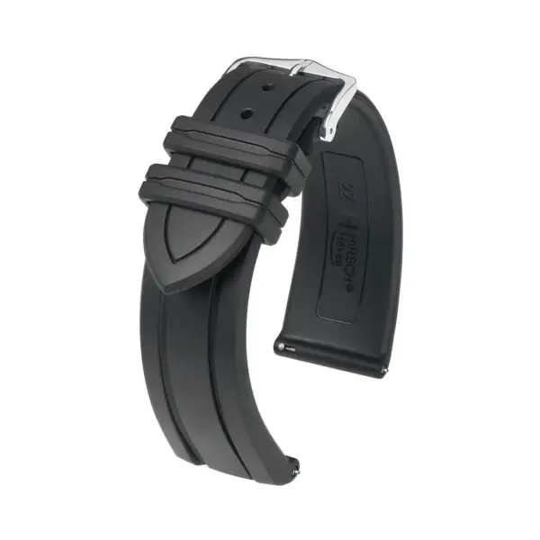 HIRSCH Hevea - Kautschuk-Uhrenarmband - Schwarz