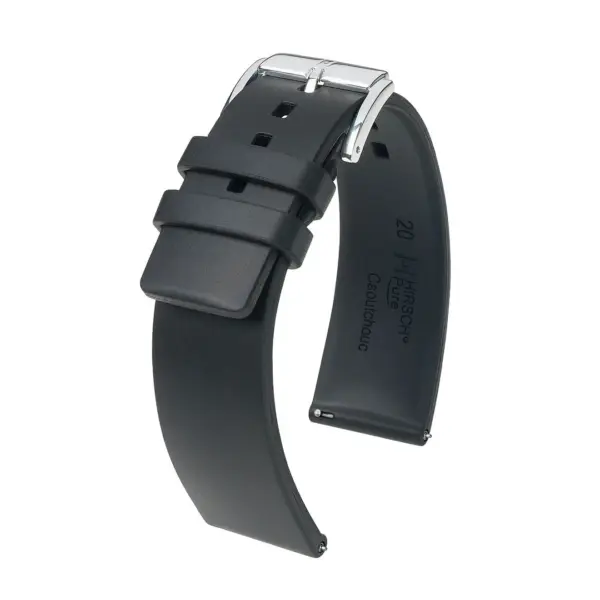 HIRSCH Pure - Kautschuk-Uhrenarmband - Schwarz