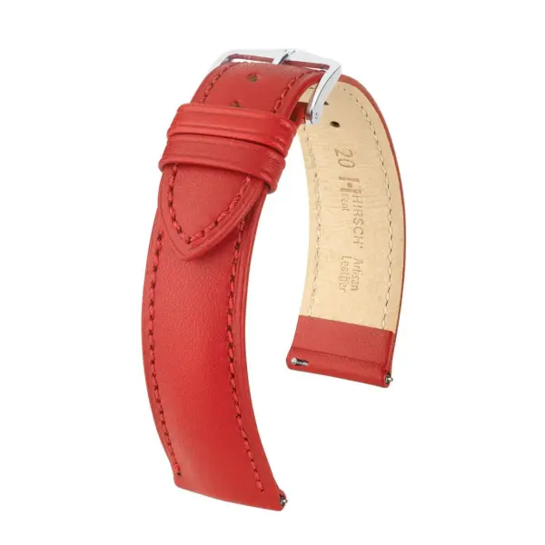 HIRSCH Kent - Leder-Uhrenarmband - Rot