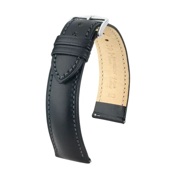 HIRSCH Kent - Leder-Uhrenarmband - Schwarz