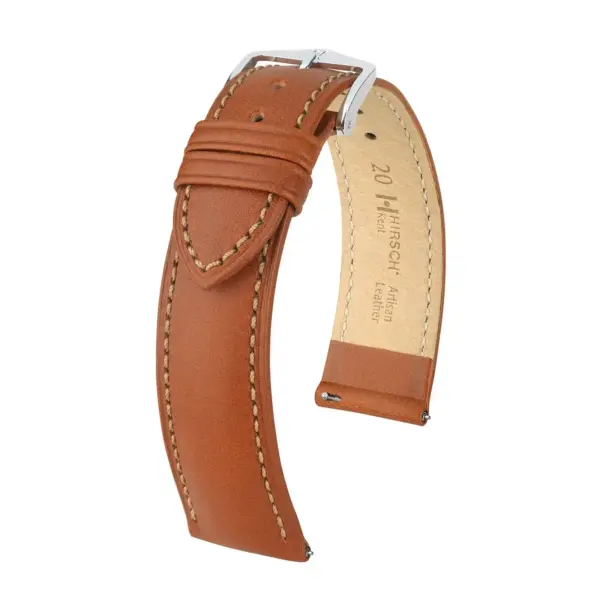 HIRSCH Kent - Leder-Uhrenarmband - Goldbraun