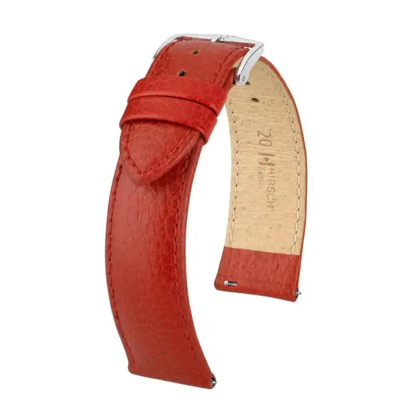 HIRSCH Kansas - Leder-Uhrenarmband - Rot