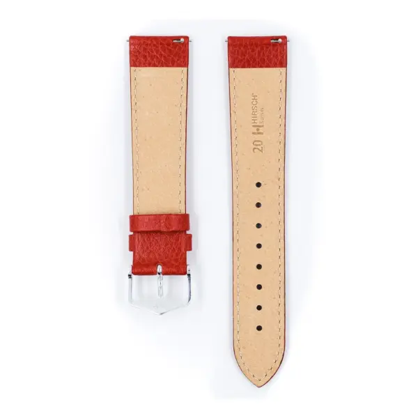 HIRSCH Kansas - Leder-Uhrenarmband - Rot/Beige – Bild 3