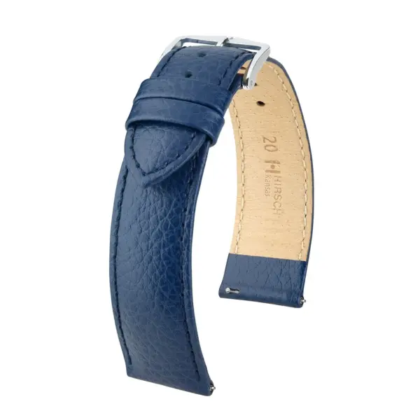 HIRSCH Kansas - Leder-Uhrenarmband - Blau
