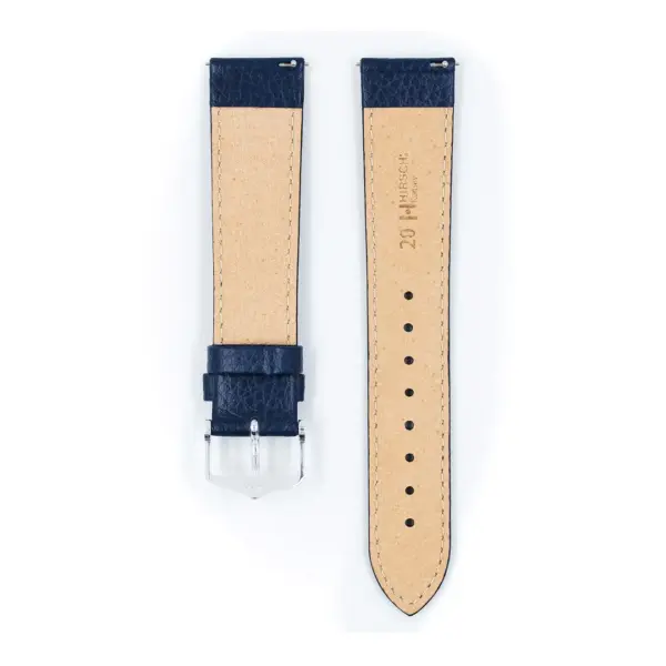 HIRSCH Kansas - Leder-Uhrenarmband - Blau/Beige – Bild 3