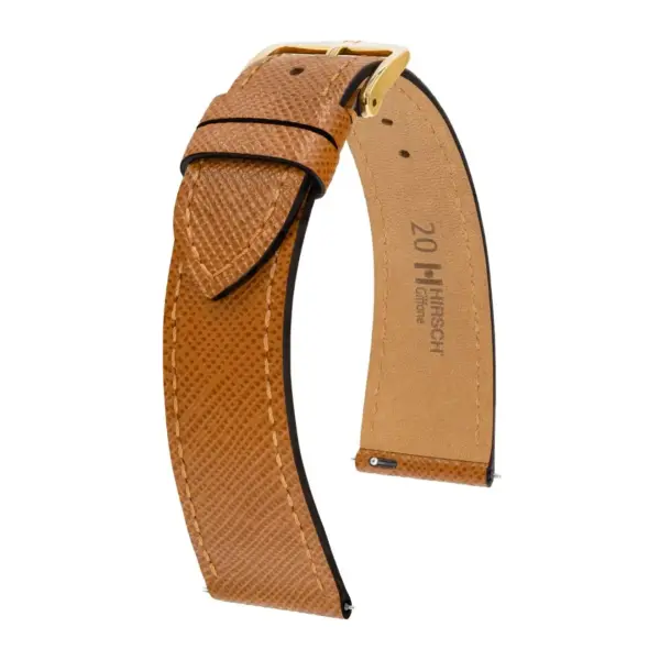 HIRSCH Giffone - Leder-Uhrenarmband - Goldbraun