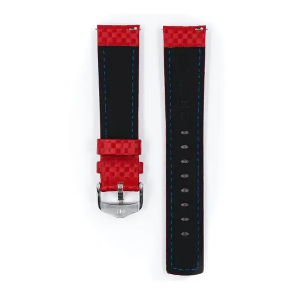 HIRSCH Carbon - Leder-Uhrenarmband - Rot – Bild 3