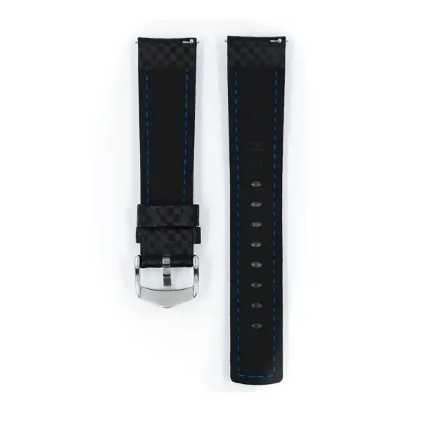 HIRSCH Carbon - Leder-Uhrenarmband - Schwarz/Weiß – Bild 3
