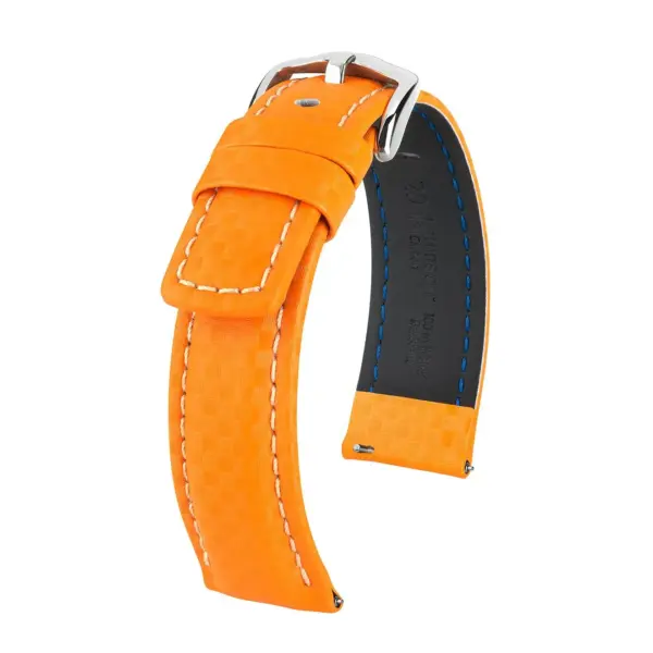 HIRSCH Carbon - Leder-Uhrenarmband - Orange