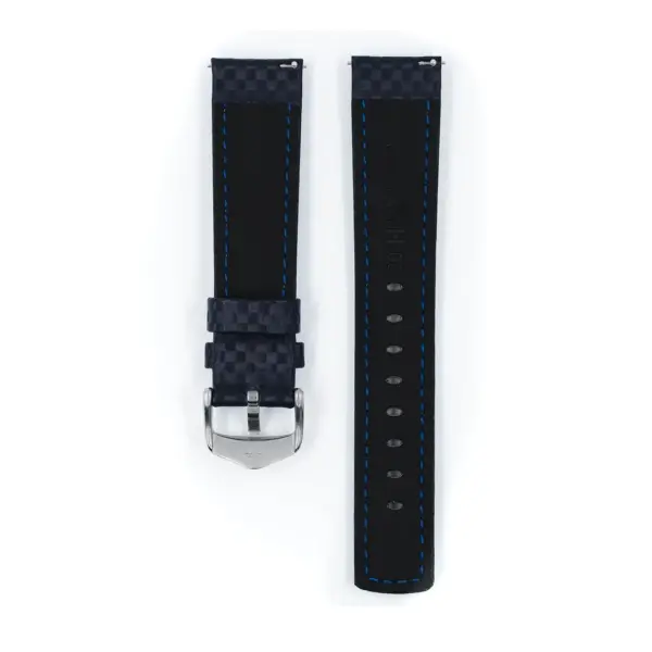 HIRSCH Carbon - Leder-Uhrenarmband - Blau – Bild 3