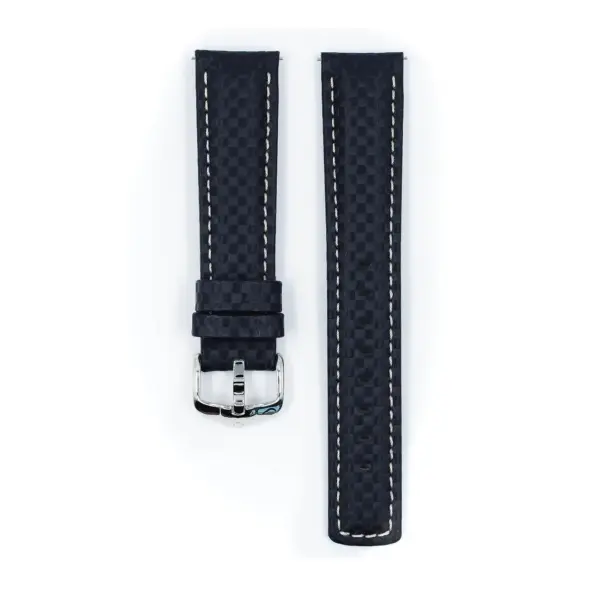 HIRSCH Carbon - Leder-Uhrenarmband - Blau – Bild 2