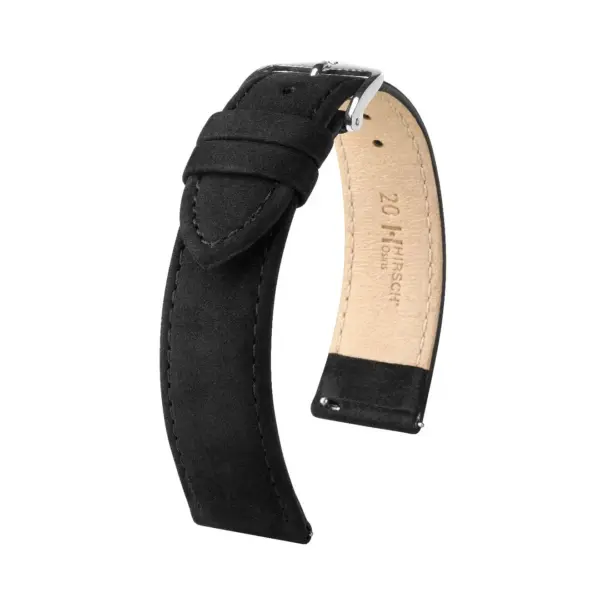 HIRSCH Osiris Nubuk - Nubukleder-Uhrenarmband - Schwarz