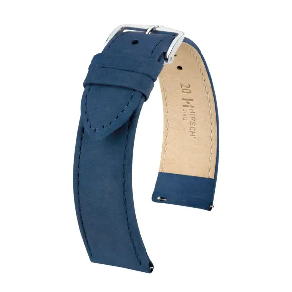 HIRSCH Osiris Nubuk - Nubukleder-Uhrenarmband - Dunkelblau