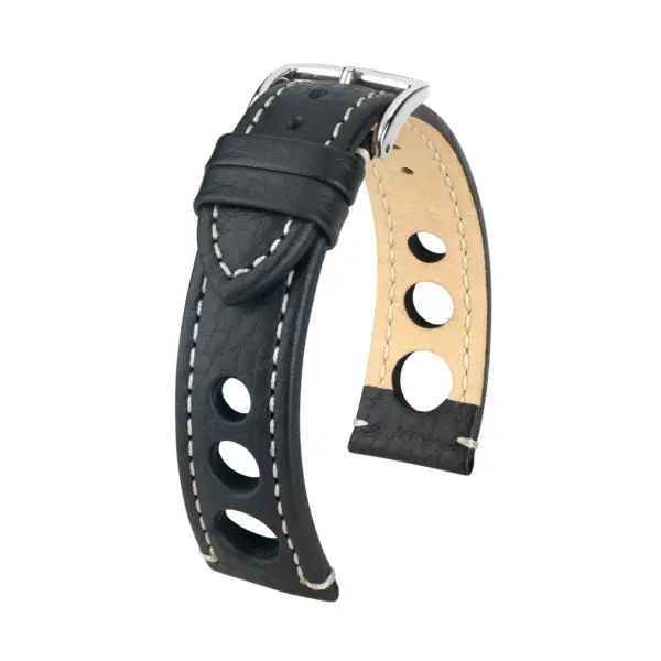 HIRSCH Rally - Racing-Uhrenarmband - Schwarz/Beige
