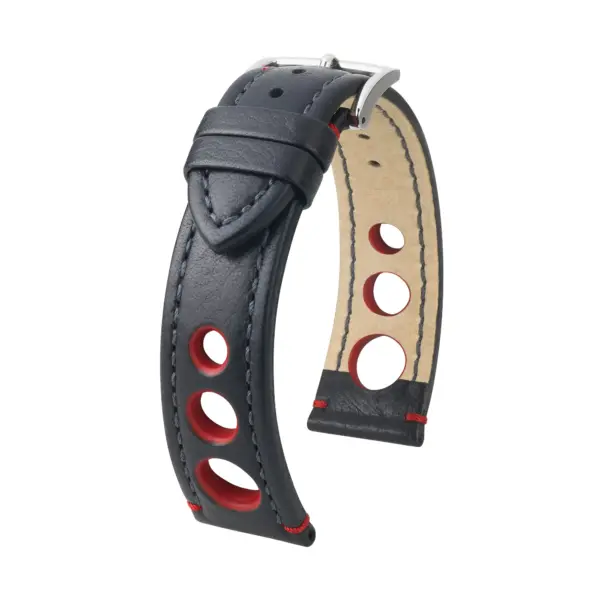 HIRSCH Rally - Racing-Uhrenarmband - Schwarz/Rot