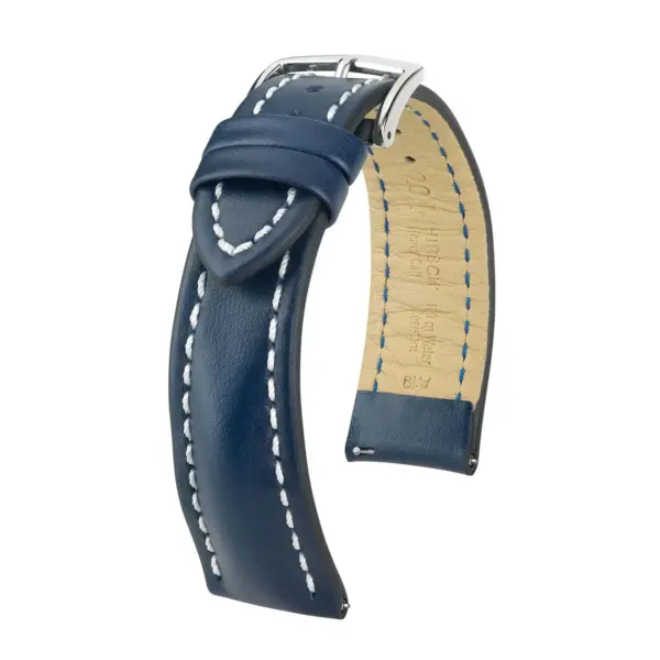 HIRSCH Heavy Calf - Leder-Uhrenarmband - Blau