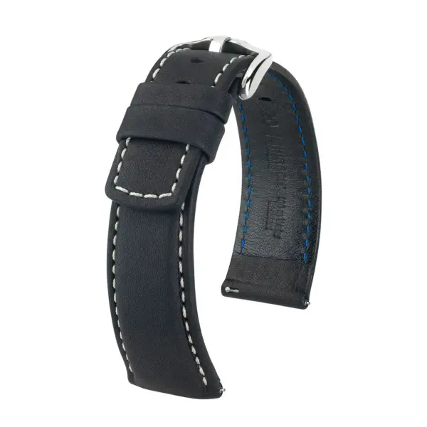 HIRSCH Mariner - Leder-Uhrenarmband - Schwarz