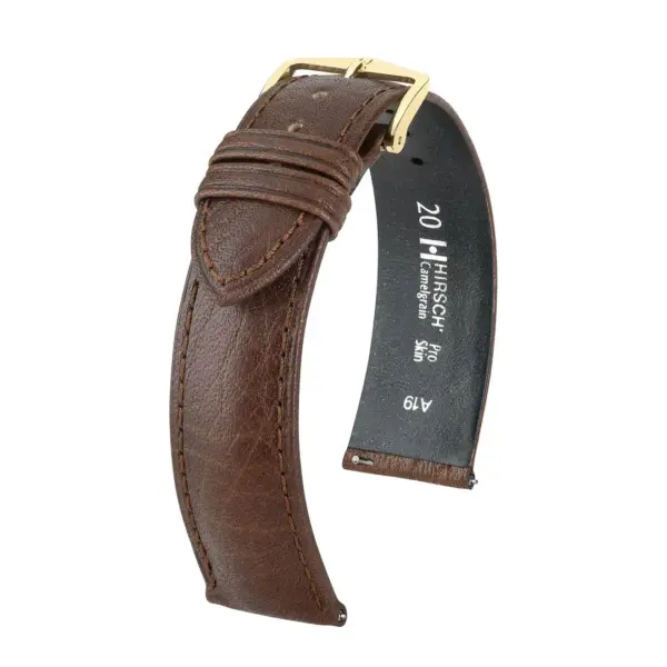 HIRSCH Camelgrain - Leder-Uhrenarmband - Dunkelbraun