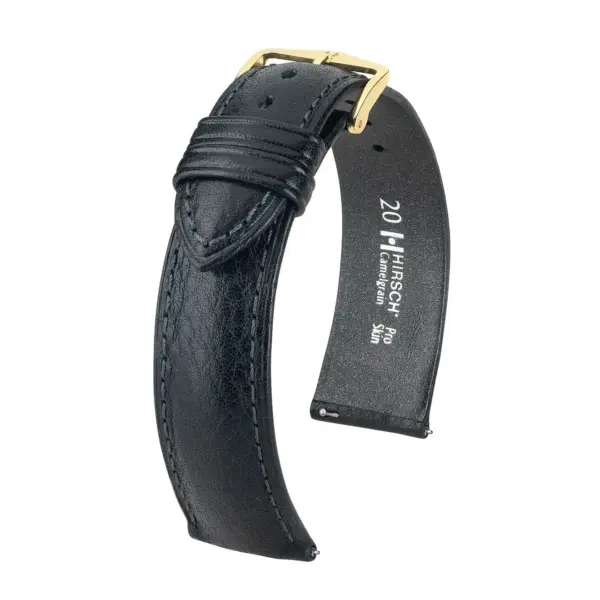 HIRSCH Camelgrain - Leder-Uhrenarmband - Schwarz
