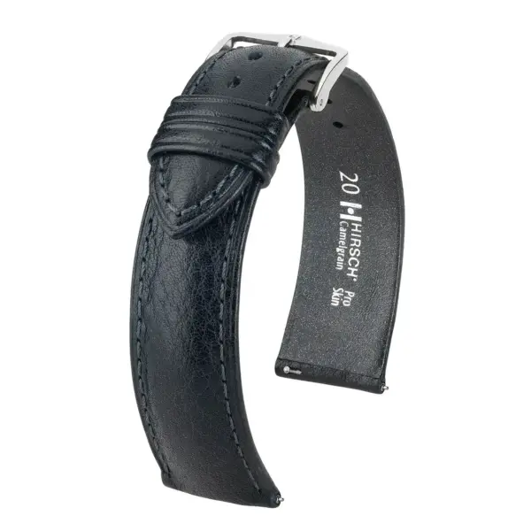 HIRSCH Camelgrain - Leder-Uhrenarmband - Schwarz – Bild 4