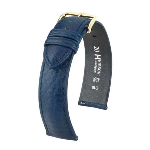 HIRSCH Camelgrain - Leder-Uhrenarmband - Blau
