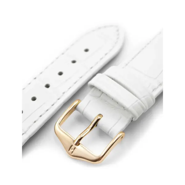 HIRSCH Duke - Leder-Uhrenarmband mit Alligatorprägung - Weiß – Bild 4