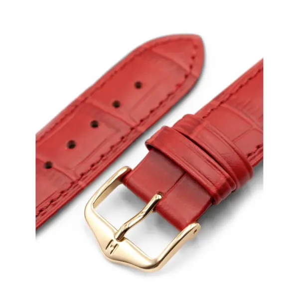HIRSCH Duke - Leder-Uhrenarmband mit Alligatorprägung - Rot – Bild 4