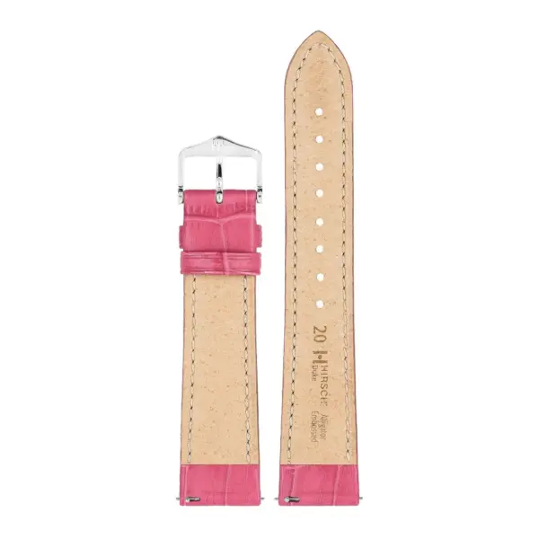 HIRSCH Duke - Leder-Uhrenarmband mit Alligatorprägung - Rosa – Bild 3