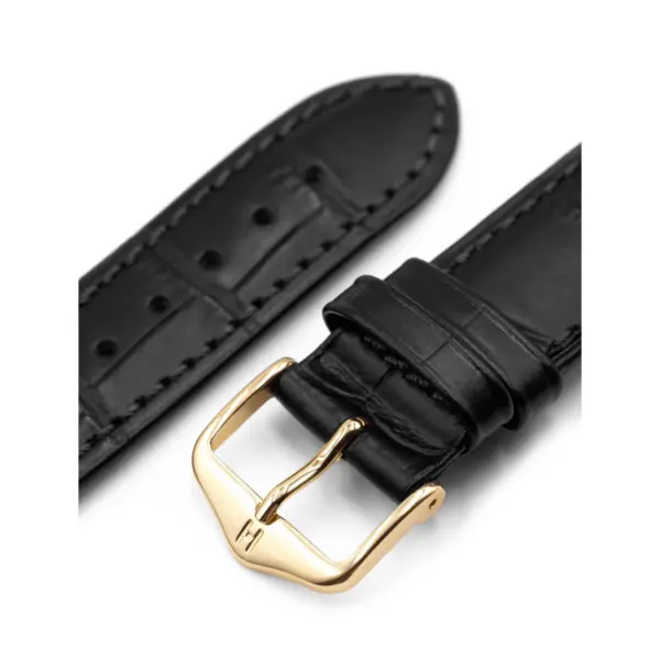 HIRSCH Duke - Leder-Uhrenarmband mit Alligatorprägung - Schwarz – Bild 4