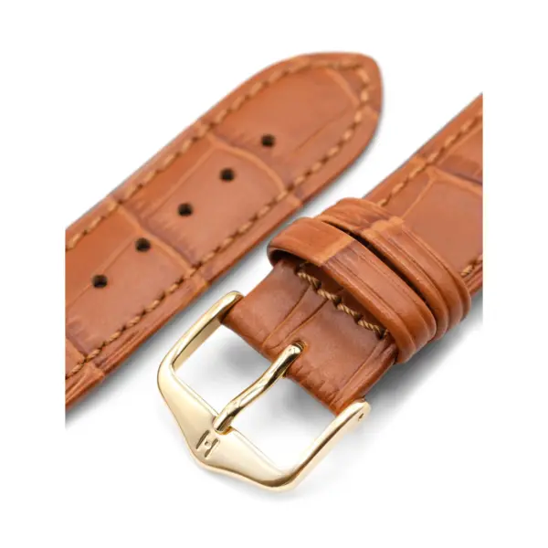 HIRSCH Duke - Leder-Uhrenarmband mit Alligatorprägung - Honig – Bild 4
