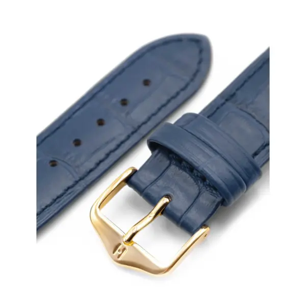 HIRSCH Duke - Leder-Uhrenarmband mit Alligatorprägung - Blau – Bild 4