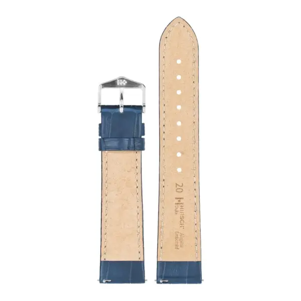 HIRSCH Duke - Leder-Uhrenarmband mit Alligatorprägung - Blau – Bild 3