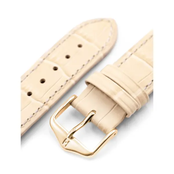 HIRSCH Duke - Leder-Uhrenarmband mit Alligatorprägung - Beige – Bild 4