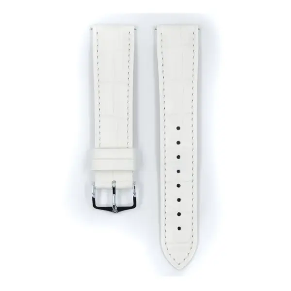 HIRSCH Duke - Leder-Uhrenarmband mit Alligatorprägung - Weiß – Bild 2