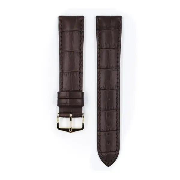 HIRSCH Duke - Leder-Uhrenarmband mit Alligatorprägung - Braun – Bild 2