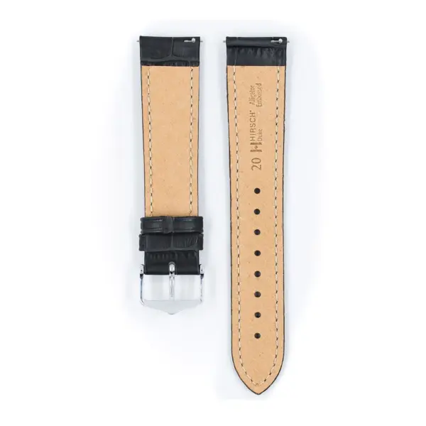 HIRSCH Duke - Leder-Uhrenarmband mit Alligatorprägung - Grau – Bild 3