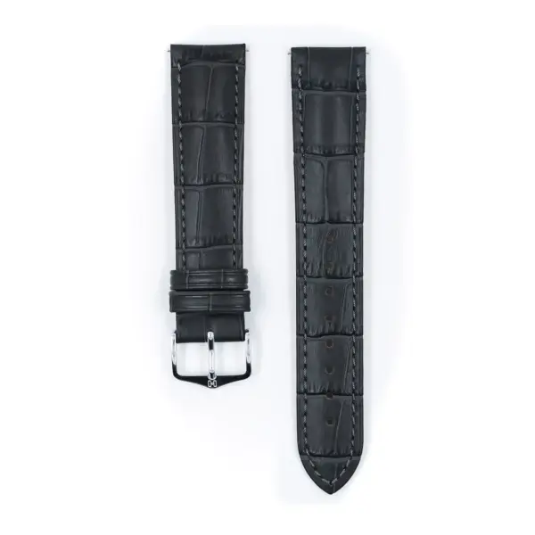 HIRSCH Duke - Leder-Uhrenarmband mit Alligatorprägung - Grau – Bild 2