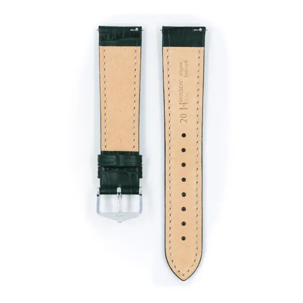 HIRSCH Duke - Leder-Uhrenarmband mit Alligatorprägung - Dunkelgrün – Bild 3